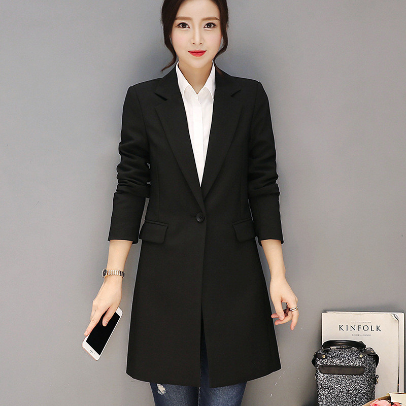 西装外套女韩版秋冬季中长款秋装新款休闲小西服气质大码风衣西装s