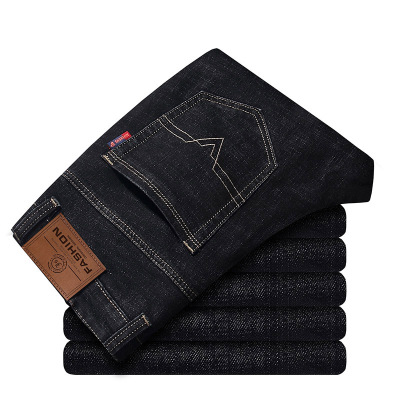 吉普盾 男士秋季商务牛仔裤男中青年宽松休闲直筒长裤秋冬修身直筒裤子757