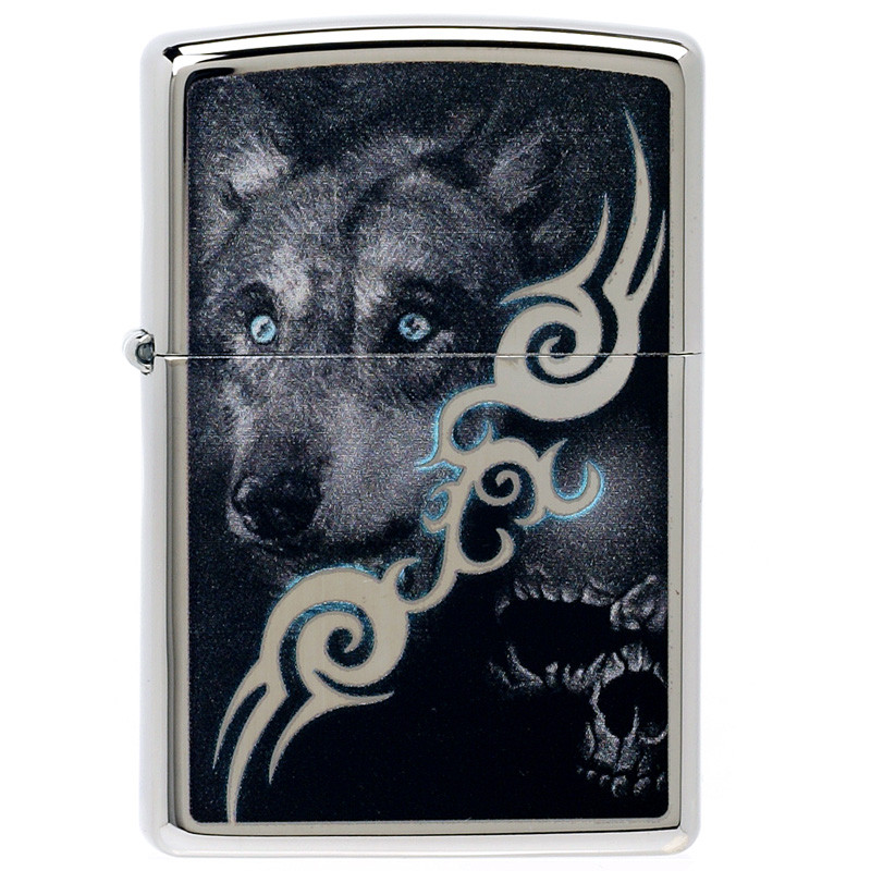 芝宝zippo打火机 狼头骷髅28872狼图腾 雪狼守护