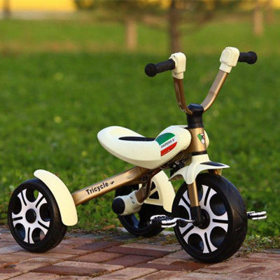 奇客小飞侠童车三轮车多功能儿童车2-7岁 不折叠白金色高配