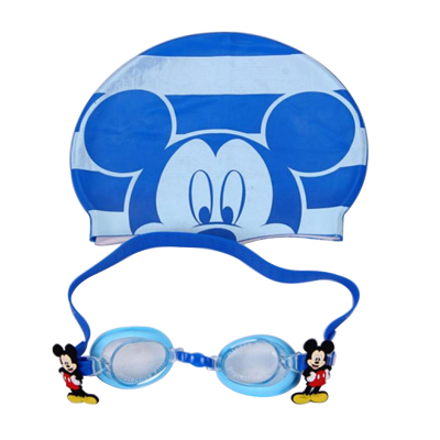 迪士尼(Disney)儿童泳镜泳帽套装米奇公主卡通形象游泳套装74007