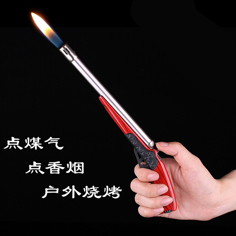 长柄手枪造型军迷煤气炉点火器烧烤户外点烟器个性创意打火机