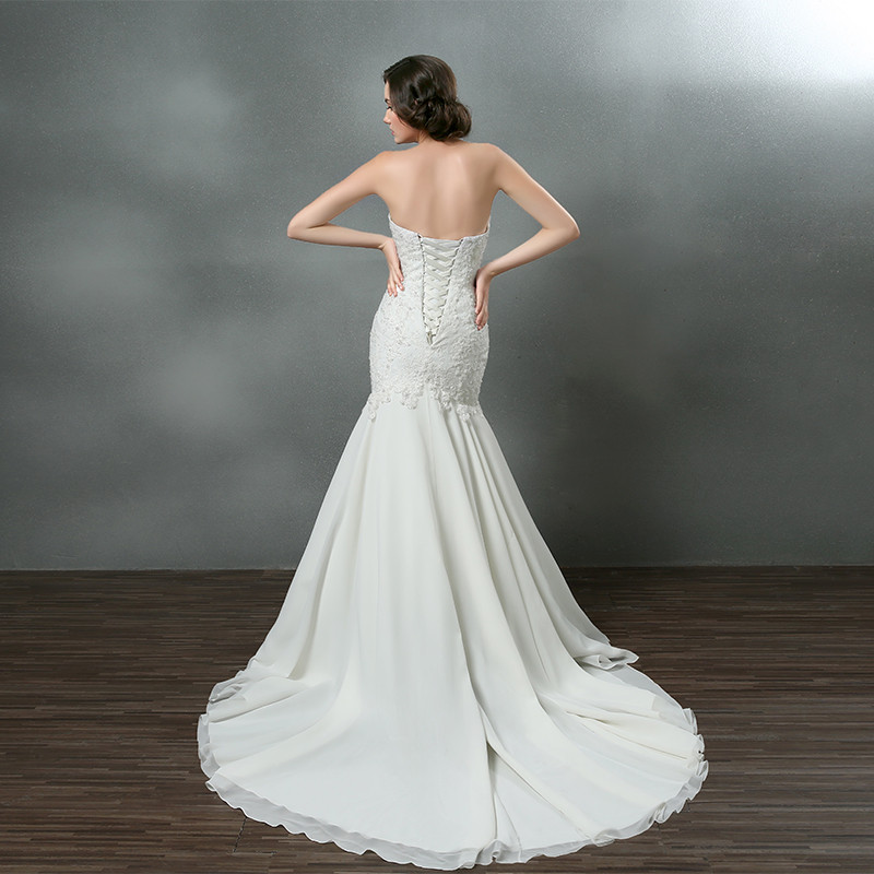 婚纱礼服2016新款抹胸鱼尾性感露背婚纱拖尾白色婚纱定制
