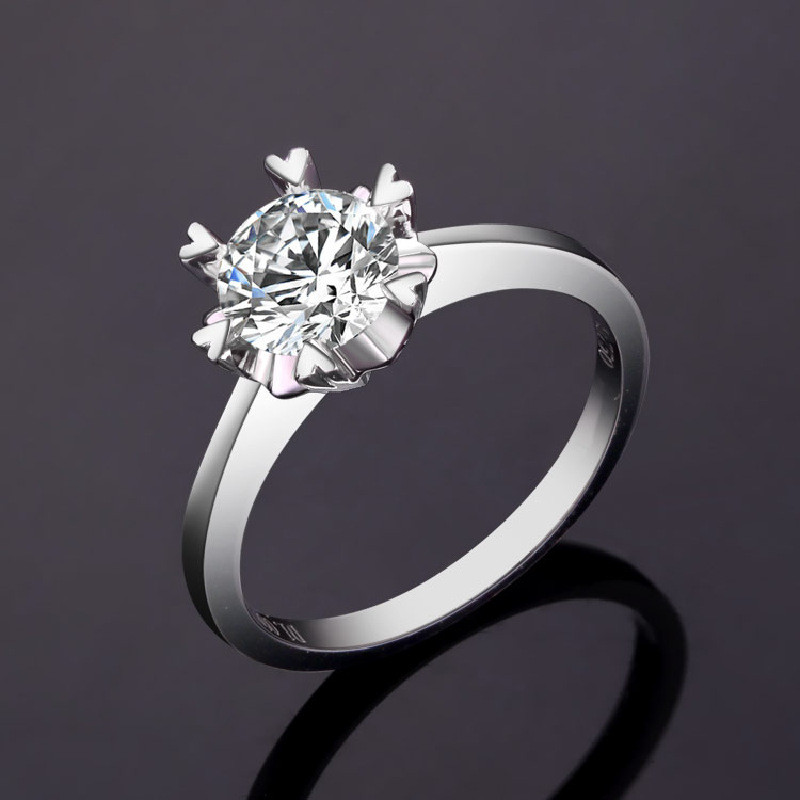 诗华珠宝pt950铂金1克拉钻戒钻石戒指女求婚订婚结婚100分钻石现货