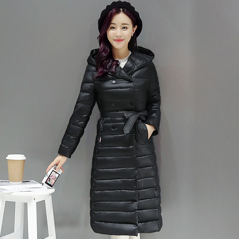 莞馨(wanxin)2016冬装新款长款棉服过膝加厚加长保暖袄子长大衣外套女