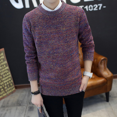 莞馨(wanxin)新款秋冬新款棒针花毛线休闲帅气圆领套头韩版时尚针织衫A毛衣男