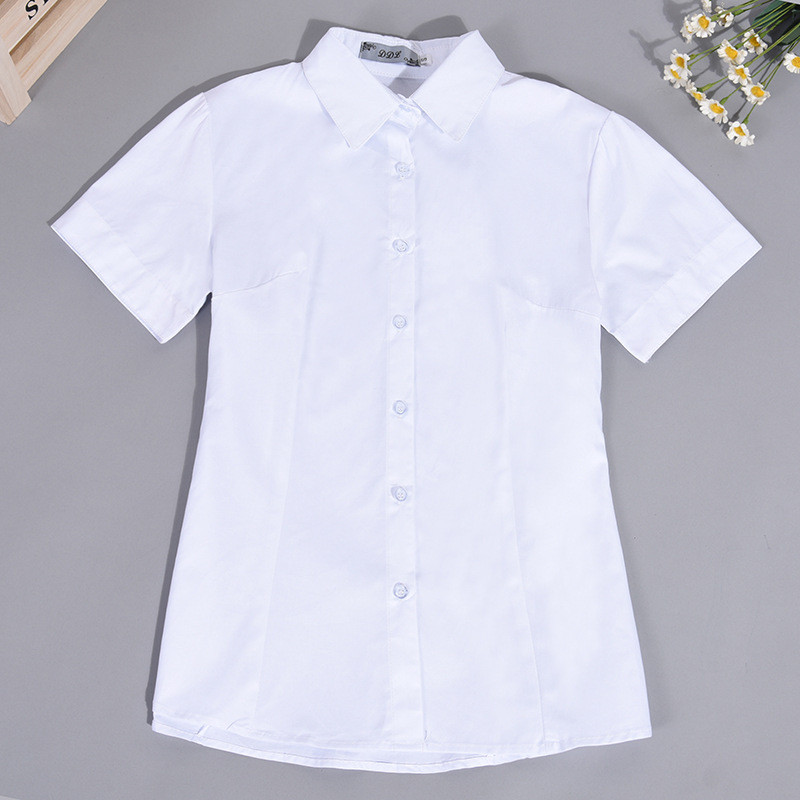 韩棉夏装白衬衫女短袖职业修身工作服正装大码衬衣女装ol