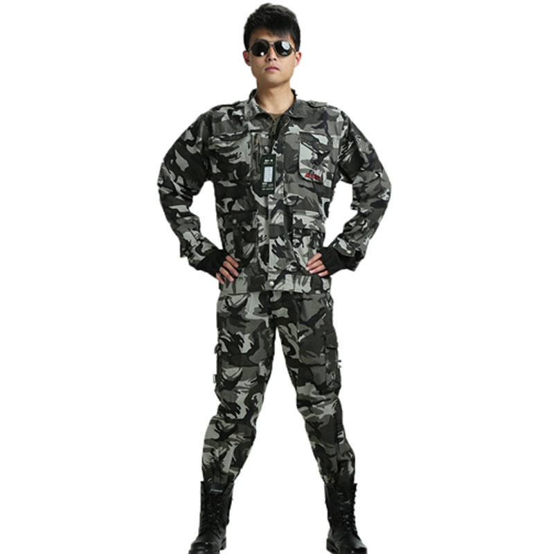 时尚101空降师迷彩服户外 休闲透气耐磨军装套装黑白灰特种兵作训服