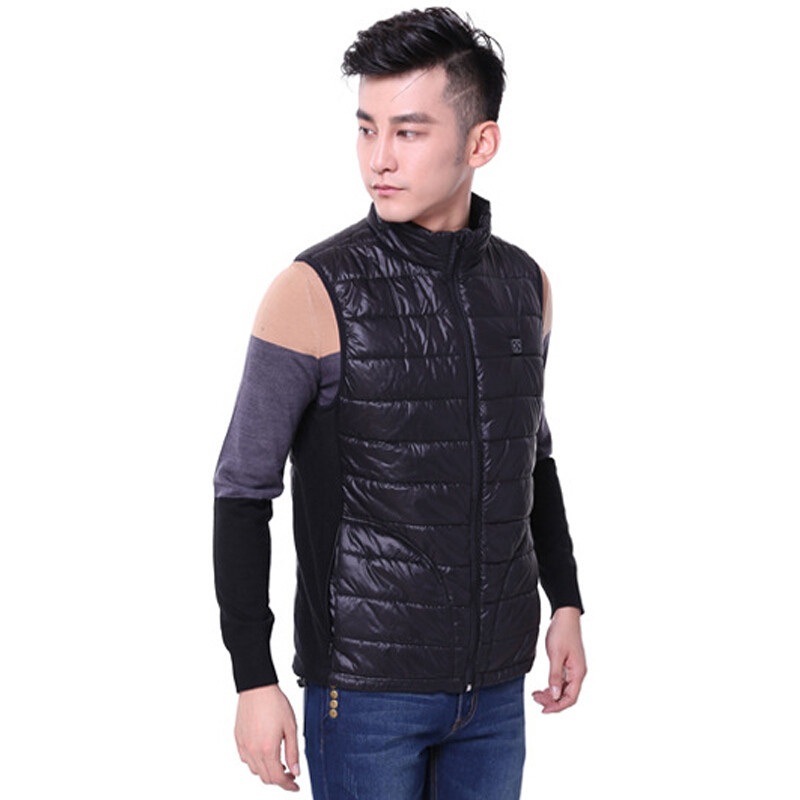 加热碳纤维电热衣服充电马甲背心保暖男女水洗防寒电热服护颈黑色不含