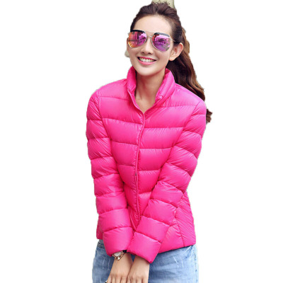 韩版立领大码短款羽绒服女棉衣外套 秋冬户外运动休闲长袖保暖立领外套女装