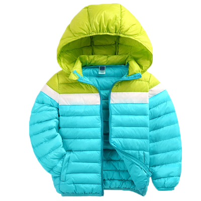 运动户外男女童装羽绒服外套韩版2017冬季轻薄拼色短款连帽儿童羽绒服99L1P