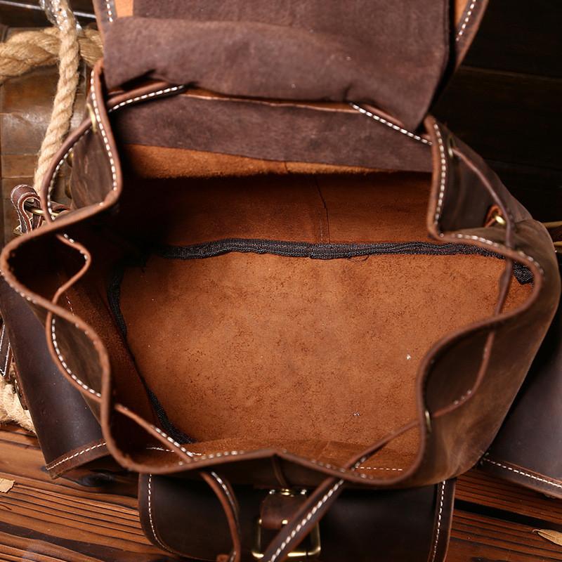 siikiss头层牛皮复古休闲户外旅行女士双肩背包