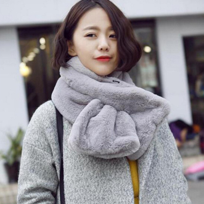 2018时尚围巾女冬季毛绒仿兔毛披肩加厚学生套头春秋领子围脖女