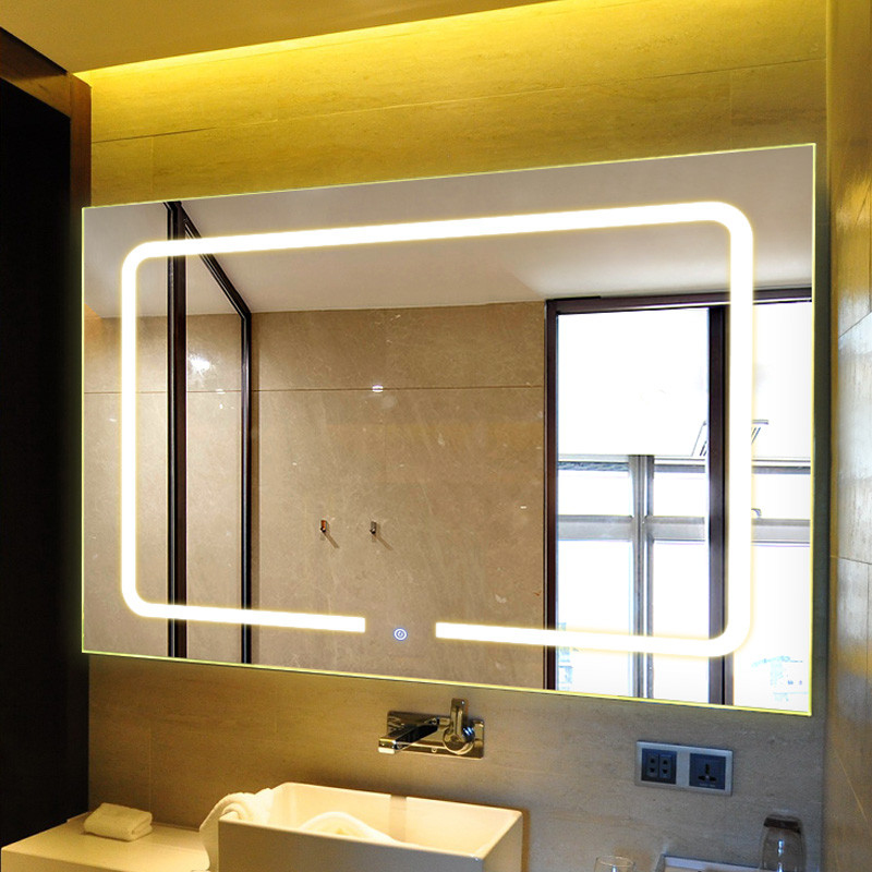 妮多美 洗手间厕所壁挂镜子浴室镜卫生间挂墙卫浴镜透光led带灯镜
