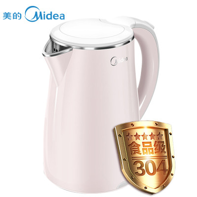 美的（Midea）WHJ1705b 1.7L 大容量 双层防烫 食品级不锈钢 清新时尚 电热水瓶电水壶