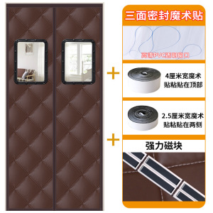 幸福派 冬季棉门帘可视窗户加厚家用空调保暖保温挡风防风密封隔断帘冬天防寒自吸新款门帘窗帘冬天保暖防风加厚棉门帘支持定制