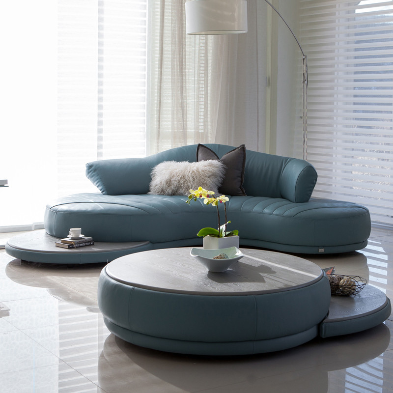 淮木 皮艺弧形皮沙发北欧家具创意沙发组合6384