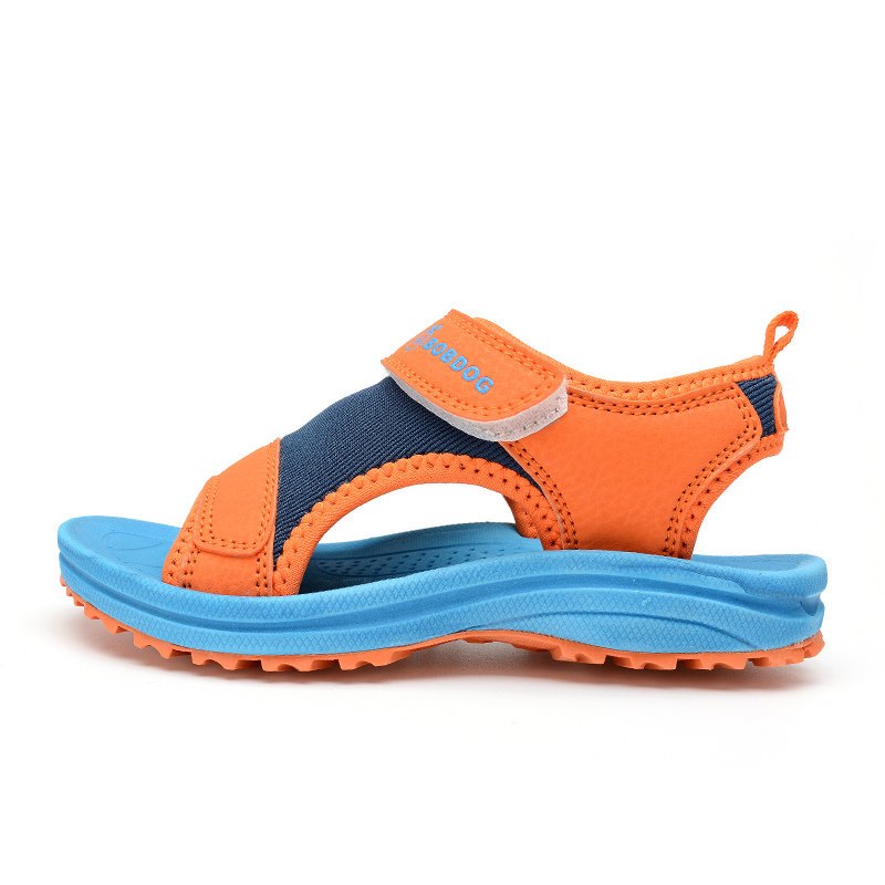 巴布豆童鞋2017夏季新款男童凉鞋儿童沙滩鞋中大童女童露趾学生鞋 b