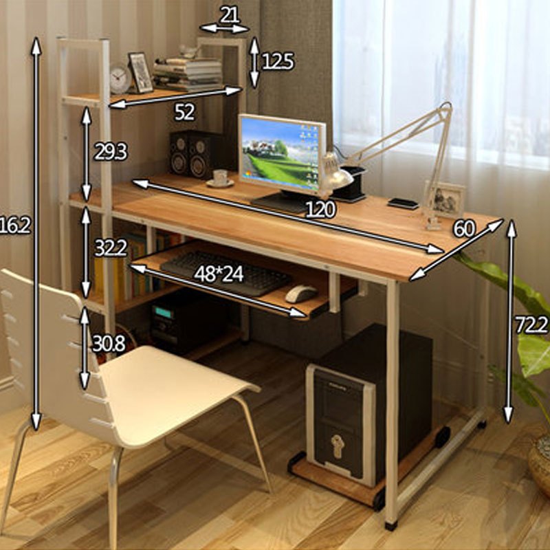 书架左右互换简约现代家用台式电脑桌带书架组合卧室写字台简易办公