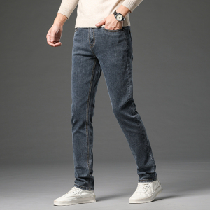 金盾(KIN DON)高端黑色牛仔裤男潮牌新款秋冬季修身直筒灰色裤子男士牛仔裤