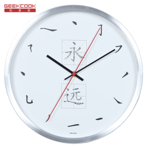 极客库GEEKCOOK钟表30.5cm圆形石英客厅简约创意挂表金属静音现代卧室时钟青年GK1313239