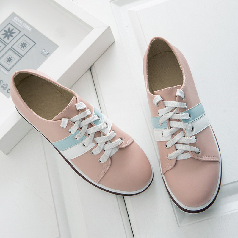 春新款甜美学院系带圆头少女单鞋2018韩版内增高中跟学生休闲鞋子