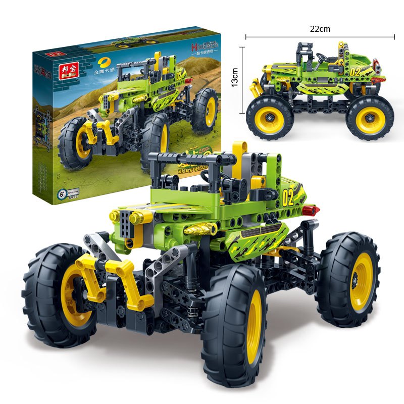 邦宝积木小颗粒邦宝高科系列益智拼插积木玩具赛车模型酷卡极速号6952