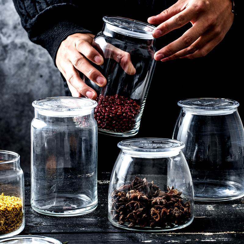 密封罐加厚玻璃干果糖果瓶花茶罐五谷杂粮收纳罐干货储物罐-韦伯透明