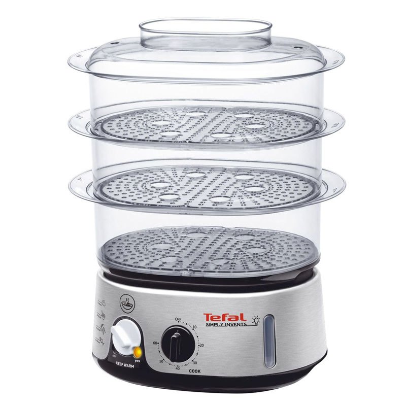 特福tefal进口家用多功能电蒸锅大功率多种烹调模式三层折叠vc1016