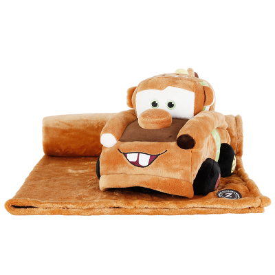 Zoobies迪士尼毛绒公仔玩具抱枕毛毯三合一赛车总动员板牙