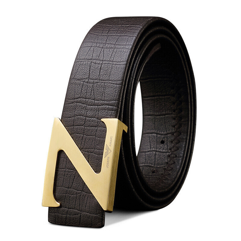 卓梵阿玛尼腰带男士真皮时尚平滑扣皮带头层牛皮针扣裤带情人节礼物