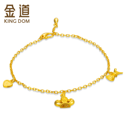 金道 黄金手链皇冠蝴蝶结心形女款足金手链少女清新风新款