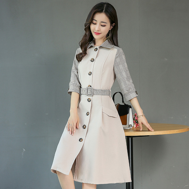 休闲风衣中长款英伦风时尚外套修身显瘦上衣 vansop女士风衣【价格