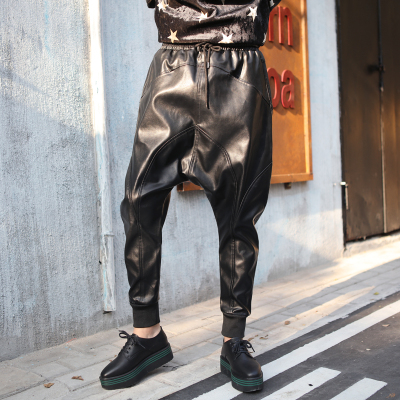娉语2016秋冬新款潮牌女装 大码宽松PU皮裤女外穿哈伦阔腿裤休闲长裤