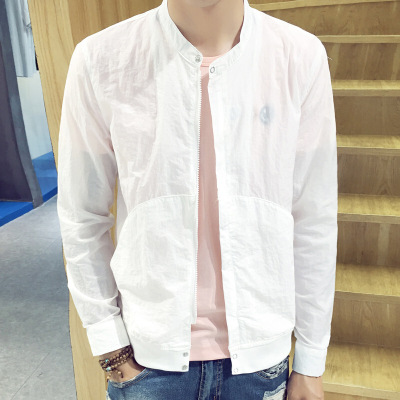 薄款单层男式夹克休闲皮肤衣韩版防晒衣外套青年男装w