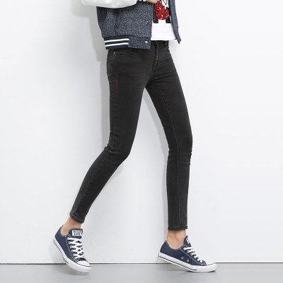 902新款大码黑色牛仔裤女胖MM修身烟灰色铅笔小脚裤200斤潮秋装打底定制