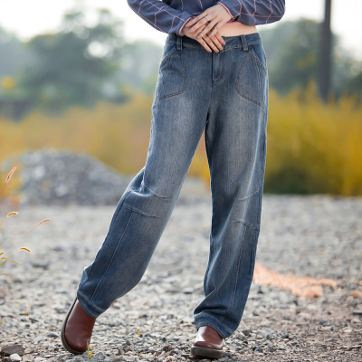 902新款2017春秋新款水洗磨白宽松阔腿牛仔长裤女裤子定制