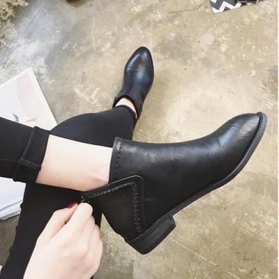 902新款秋冬马丁靴女英伦风女鞋2017新款百搭后拉链短靴女平底复古靴子女定制