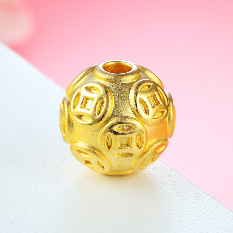 金一黄金转运珠手链足金金元宝路路通男女情侣款手串