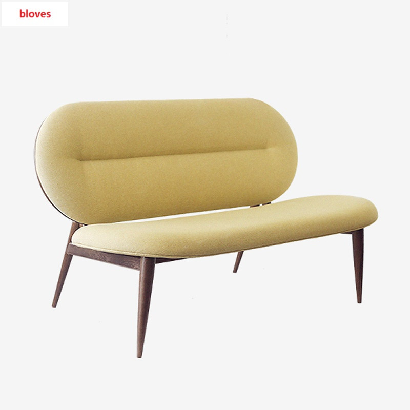 bloves- 中式北欧设计办公咖啡厅工作室神马双人椅布艺沙发4686
