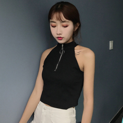 bw9新款春夏韩版圆环露肩无袖背心学生吊带外穿打底衫女士内搭上衣潮定制