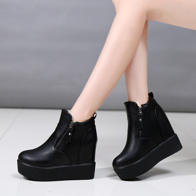 qma新款内增高厚底短靴秋冬新款女鞋2017韩版坡跟马丁靴高跟女短靴单鞋女定制