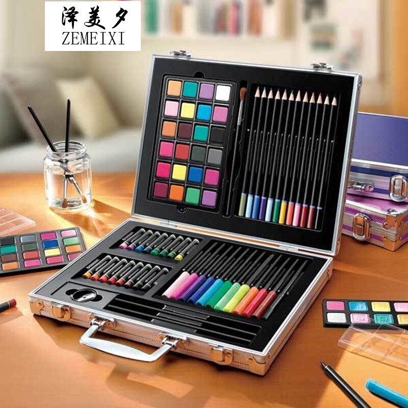 雄狮绘画美术工具箱彩色铅笔水彩笔油画棒儿童生日礼品盒套装k