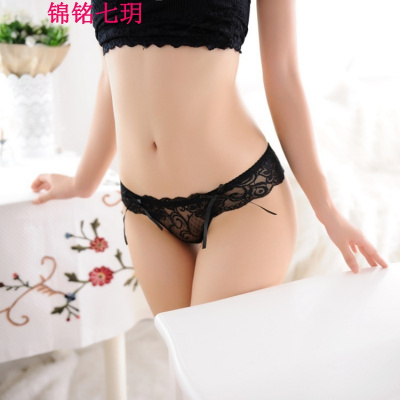 锦铭七玥新款情趣内裤女士 蕾丝透明性感三角裤女 低腰迷惑透视丁字裤女夏