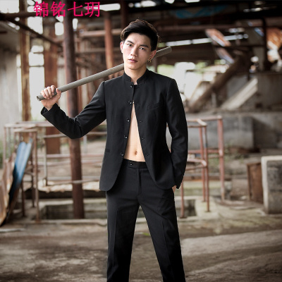 锦铭七玥2017新款秋季男士西服中山装套装中华立领西装男唐装民族服装厂