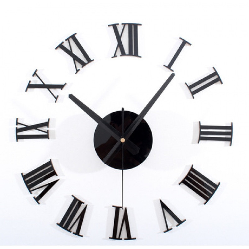 黑色3d立体 diy罗马数字挂钟 创意组合墙面时钟表 diy钟zb1070