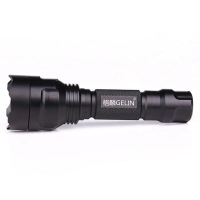 手电筒强光充电超亮LED探照灯可家用户外防身远射黑色