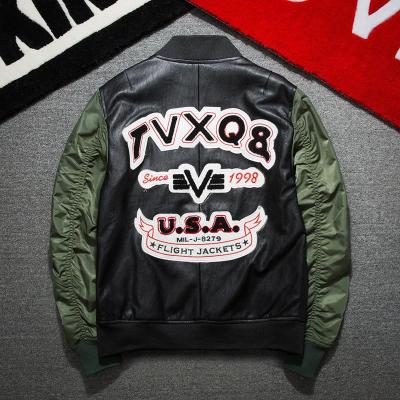 2017新款青少年春秋日系刺绣潮牌MA1飞行员夹克男棒球服PU皮韩版外套男装