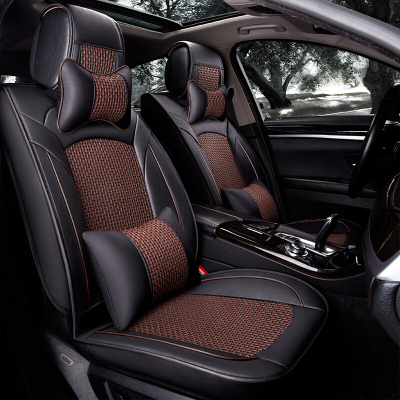 诺纯汽车座套男女全包围专用大众捷达宝来高尔夫速腾四季通用皮革座椅套车垫座垫坐套坐垫黑咖色豪