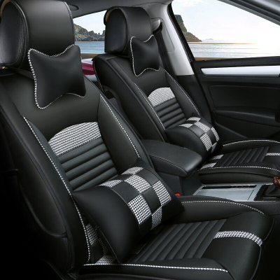 大众凌度朗逸途观POLO帕萨特宝来CC捷达速腾迈腾高尔夫冬季坐垫四季专用全包汽车座套黑白色-豪华版奥迪A6LA4LA3Q